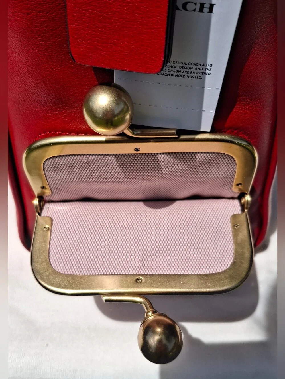 Coach Limited Re-Edition Scarlett Red Leather The Turnlock Haversack Bag #CDZ12